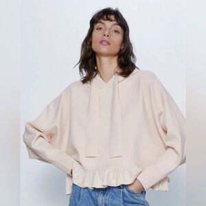 Zara Ruffle Hem Hoodie